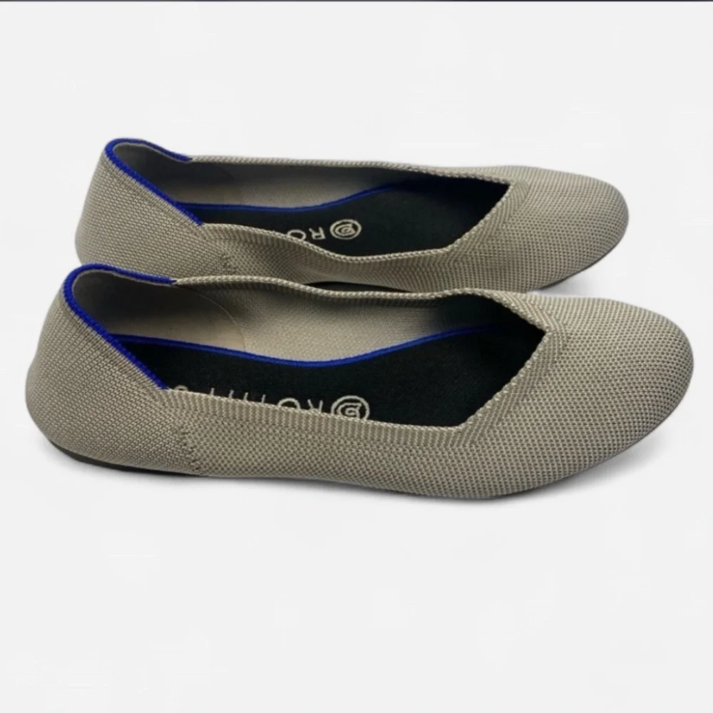 Rothy’s Flax Birdseye Round Toe Flats 8.5 Gray Neutral Sustainable Luxe - Picture 3 of 8